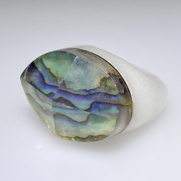 Amazing Abalone triplet ring, Quartz, unique, size 6.75, NWOT - Picture 6 of 7